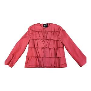 Giancarlo Ferrari vintage red ruffle tiered womens jacket holidays sz 10